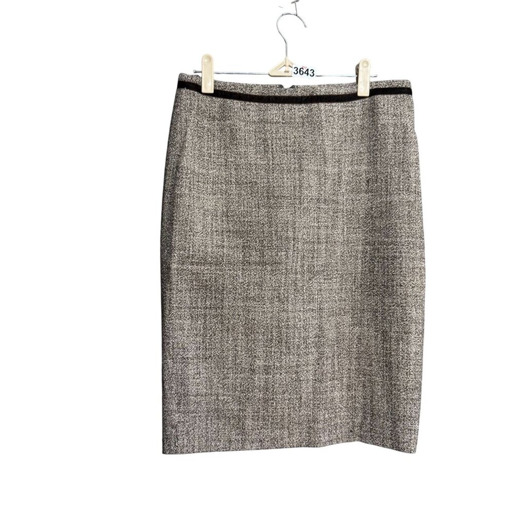 Tory Burch Wool Blend Lined Tweed Pencil Skirt Women's Beige brown 2